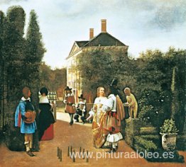 Jugadores de bolos en un jardín. Jugadores de bolos en un jardín.