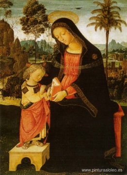 Madonna con niño escribiendo Madonna con niño escribiendo