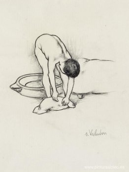 Desnudo femenino, lavándose Desnudo femenino, lavándose