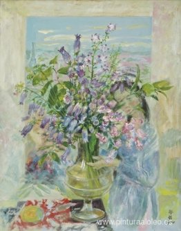mujer con ramo de flores mujer con ramo de flores