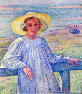 Elisaeth van Rysselberghe con sombrero de paja Elisaeth van Rysselberghe con sombrero de paja