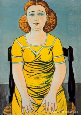 Retrato de mujer rubia sentada Retrato de mujer rubia sentada