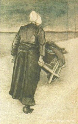 Mujer de Scheveningen con carretilla Mujer de Scheveningen con carretilla