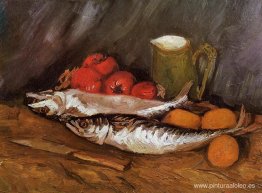 Naturaleza muerta con caballas, limones y tomates Naturaleza muerta con caballas, limones y tomates