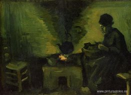 Mujer campesina junto al hogar Mujer campesina junto al hogar