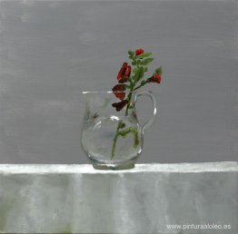 Malvas campestres en recipiente de vidrio Malvas campestres en recipiente de vidrio