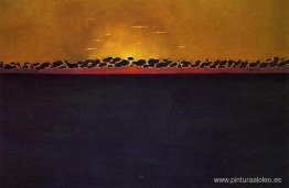 Puesta de sol, marea alta gris azul Puesta de sol, marea alta gris azul