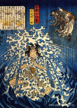 Keyamura Rokusuke bajo la cascada Hikosan Gongen Keyamura Rokusuke bajo la cascada Hikosan Gongen