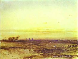 paisaje con cosechadoras al atardecer paisaje con cosechadoras al atardecer