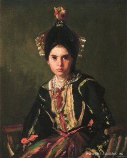 La Montera. Chica de Segovia en traje de fiesta La Montera. Chica de Segovia en traje de fiesta