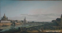 Dresde vista desde la orilla derecha del Elba, debajo del Puente Dresde vista desde la orilla derecha del Elba, debajo del Puente