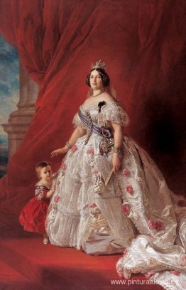Retrato de la reina Isabel II de España y su hija Isabel Retrato de la reina Isabel II de España y su hija Isabel