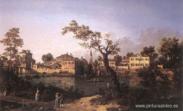 Vista de un río, quizás en Padua Vista de un río, quizás en Padua