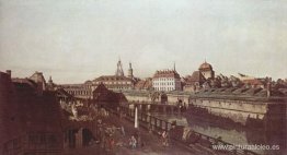 Vista de Dresde, las fortificaciones de Dresde, un foso con un p Vista de Dresde, las fortificaciones de Dresde, un foso con un p