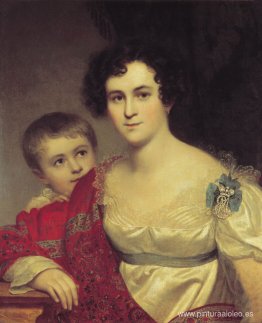 Retrato de A. I. Molchanova con su hija Retrato de A. I. Molchanova con su hija