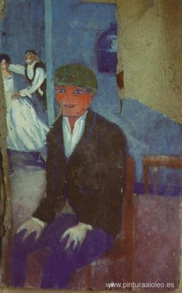 Un hombre sentado y una pareja de baile. Un hombre sentado y una pareja de baile.