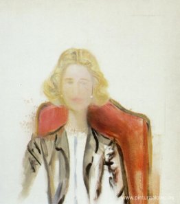 Retrato de una mujer - chaqueta gris con un collar de perlas Retrato de una mujer - chaqueta gris con un collar de perlas