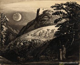 La luna de la cosecha. Dibujo para "Una escena pastoral" 1832 La luna de la cosecha. Dibujo para "Una escena pastoral" 1832