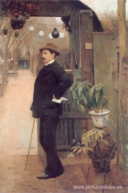 El pintor Miguel Utrillo en los jardines del Moulin de la Galett El pintor Miguel Utrillo en los jardines del Moulin de la Galett