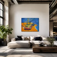 Barcos de pesca en la playa de Saintes-Maries-de-la-Mer — Loft moderno