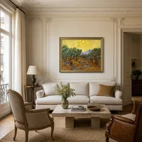 Olivos con cielo amarillo y sol. — Apartamento parisino
