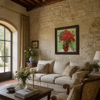 Amapolas y margaritas rojas — Villa italiana