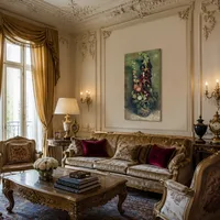 Jarrón de malvarrosas — Salón barroco