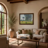 Efecto de la luz del sol bajo los álamos — Villa italiana