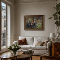 Mujer con sombrilla en el jardín de Argenteuil — Apartamento parisino