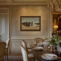 1814. Campagne de France (Napoleón y su personal regresando de S — Comedor de château