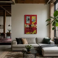 Interior rojo grande — Loft moderno