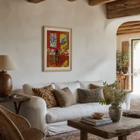 Interior rojo grande — Casa mediterránea