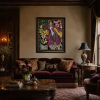 Mujer con un abrigo morado  — Mansión histórica