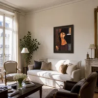 Jeanne Hebuterne con sombrero y collar — Apartamento parisino