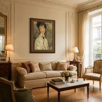 Mujer con corbata negra — Apartamento parisino