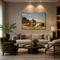 Una caravana árabe fuera de una ciudad fortificada, Egipto — Hotel boutique