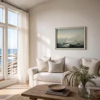 Paisaje marino con velero en mar agitado — Refugio costero