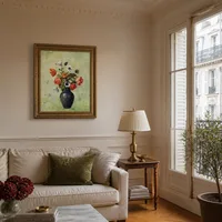 Anémonas y amapolas en un jarrón. — Apartamento parisino