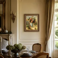 Rosas y jazmines en un jarrón de Delft — Comedor de château