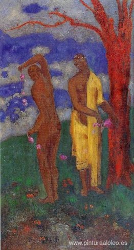 Dos mujeres bajo un árbol rojo Dos mujeres bajo un árbol rojo