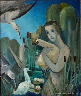 niña con cisnes niña con cisnes