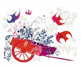 Carro rojo y follaje Carro rojo y follaje