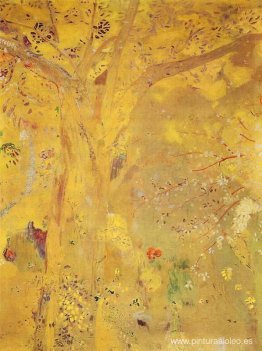 Árbol contra un fondo amarillo Árbol contra un fondo amarillo