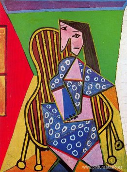 Mujer en sillón a rayas Mujer en sillón a rayas