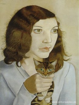 niña con un gatito niña con un gatito