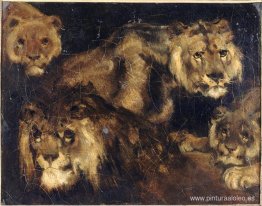 Estudio para cuatro leones Estudio para cuatro leones