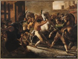 Estudio para la carrera de los caballos bárbaros Estudio para la carrera de los caballos bárbaros