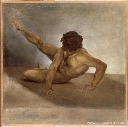 Hombre desnudo invertido en el suelo Hombre desnudo invertido en el suelo