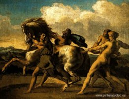 Esclavos parando un caballo, estudio para La carrera de los caba Esclavos parando un caballo, estudio para La carrera de los caba