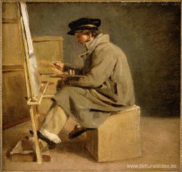 Joven pintor en su caballete Joven pintor en su caballete